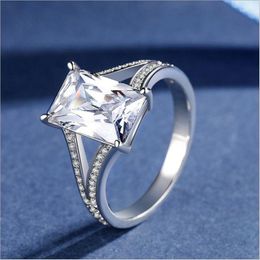 Band Rings Mysterious Rectangular CZ Diamond Ring Luxury Designer Jewellery With Box Women's Elegant