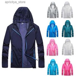 Outdoor -Jackets Hoodies Sommer atmungsaktiven Radfahren Jersey Windbreaker Männer Frauen Camping Wanderkleidung Fischerei Jagd UV Jacke im Freien wasserdichte Jacke L48