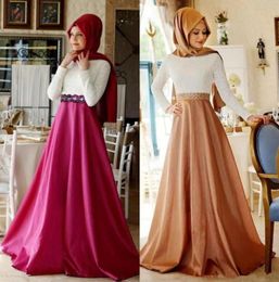 Muslim Evening Dresses with Scarf 2019 Kaftan Formal Lace Long Sleeves High Neck Sweep Train Prom Gowns Dubai9140814