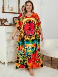 Casual Dresses EDOLYNSA Snazzy Bohemian Printed Comfy Women Bathing Suit Cover Up Holiday Caftan Kaftan Fresh Dress Classy Moo Q1464