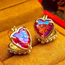 Backs Earrings Double Sided Design Love Heart Pearl Luxury Women's Jewellery Party Accessory Gifts