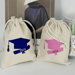 Gift Wrap Graduation Canvas Drawstring Pocket Cap Printing Holiday Decoration Bag