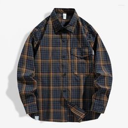 Men's Casual Shirts Retro Plaid Printed Long Sleeve Shirt Men T-shirts T-shirt Male Tiki Top Clothing Dresses Mens Clothes