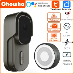 Doorbells Tuya WiFi Video Doorbell Camera Outdoor Waterproof Wired DC AC Door Bell 1080P Alexa Wireless Security Battery Door bell Camera