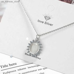 Pendant Necklaces Fashion 925 Sterling Silver Womens Opal Flower Necklaces Female Party Luxury Designer Jewelry Free Shipping Offers GaaBou24047F6X