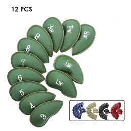Synthetic Leather Golf Iron Head Covers 12 Pcs/Set High Quality Waterproof Durable Club Protect Headcovers 240323