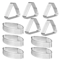 Bowls Boat Shape & Triple-Cornered Stainless Steel Tart Ring Tower Cake Mould Baking Tools Perforated Mousse
