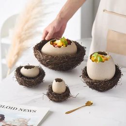 Bowls Bird's Nest Eggshell Bowl Creative Ceramic Noodle Dessert Dining Room Kitchen Decorative Accessories Fashion Tableware