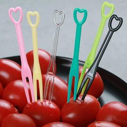 Disposable Flatware Heart-Shaped Party Festival Home Decor Lunches Cake Dessert Children Snack Toothpick Bake Utensils Fruit Fork Tableware