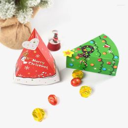 Gift Wrap 50Pcs Christmas Paper Green Tree Shape Triangle Box Candy Packaging Snowman Cookie Birthday Supplies