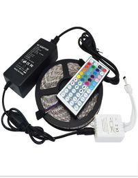 5M Led Strip 5050 SMD RGB Waterproof 300 LEDsRoll with 44 keys IR Remote with 12V 5A Power Adapter used directly9783169