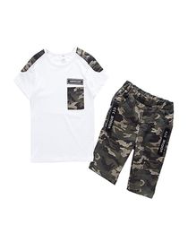 Summer Children Boy Clothes Sets Kids 2pcs Short Sleeves TShirt Suits Camouflage Shorts Child Clothing Suits FOR 12 14 16 YEARS Y3717562