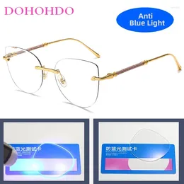 Sunglasses Men Transparent Pochromic Women Glasses 2024 Rimless Cat Eye Metal Eyeglasses Frames Gafas De Sol Para Mujeres