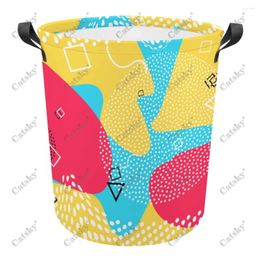 Laundry Bags 80s-90s Style Color Splash Foldable Basket Hamper Dirty Clothes Storage Organizer Bucket Homehold Bag