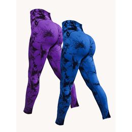 Lu Pant Align 2 Piece Sexy Tie Dye Pants Sport Leggings Seamless High Waist Push Up Woman Tights Fiess Workout Leggins Gym Clothing Yoga G