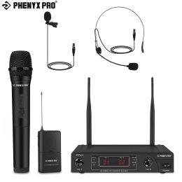 Microphones Phenyx Pro Professional Wireless Lapel Microphone System VHF Cordless Mic Set Long Range for Church Wedding PTV1B