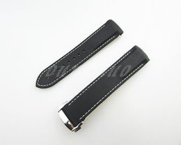 22mm NEW Black With White stitched Diver Rubber band strap with deployment clasp For Omega Watch5099485