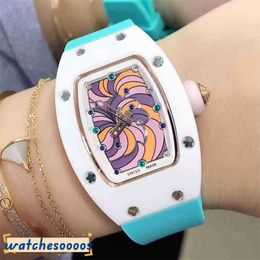 Luxury Top Quality Wristwatch Mechanical Watch Business Leisure Rm07-01 Fully Automatic Ceramic Case White Tape Fashion Female CY3C