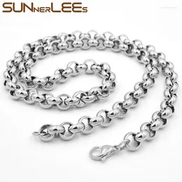 Necklace Earrings Set SUNNERLEES Stainless Steel Bracelet 4mm-9mm Rolo Link Chain Silver Colour Mens Womens Fashion Jewellery Gift SC43 S