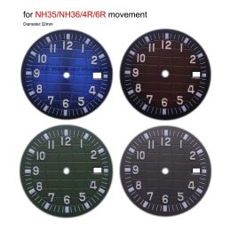 Kits 32mm NH35 Dial Green Luminous Diving Watch Dial for AQUANAUT NH35 Automatic Movement Modified Mechanical Accessories Parts