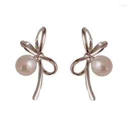 Stud Earrings Irregular Bowknot Pearl For Women Ear Buckle Adornment Trendy Hooks Ornament Jewellery Accessories