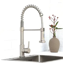 Kitchen Faucets Black Brass Spring Faucet Rotating Sink