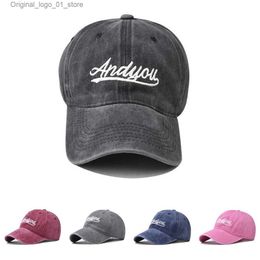 Ball Caps 5 Colours of embroidered letters washing vintage baseball cap Versatile soft top hat fashionable mens and womens sun protection hat Q240408