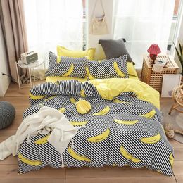 Bedding Sets Evich Cotton Black White Twill Bedsheet Quilt Cover With Banana Pattern For Double Size Pillowcase Four Seasons