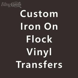 accessories BlingQueen 12PCS/LOT Custom Hot Fix Iron On Flock Heat Transfer Vinyl Stickers Korean Quality