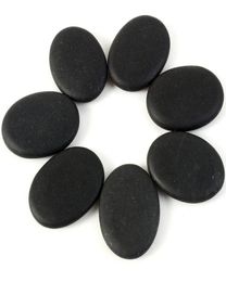 7pcs Lot Black Spa Rock Basalt Energy Toe Face Oval Stones Massage Lava Natural Stone Set Health Care Relaxation1545804