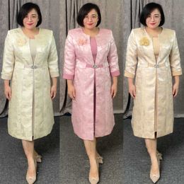 New Novelty Dress 2 Pieces Solid Coat Suit Plus Size Africa Womens Clothing Church Dresses Set Casual