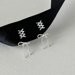 Stud Earrings Bowknot For Women Luxury Hollowed Out Ribbons Mesh Line Earings Girls Trendy Trend