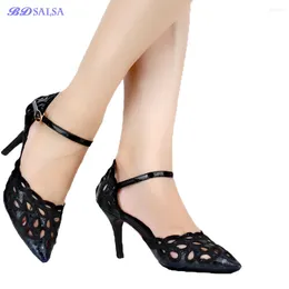 Dance Shoes Female Soft Bottom Golden Hollow High-Heeled Dancing For Women's Wrap Toes Square Friendship Of Latin Style