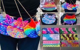 Fidget crossbody chain bag push pop silicone rubber purses fanny pack macaron rainbow backpacks bubble popper handbag cometic make6942704