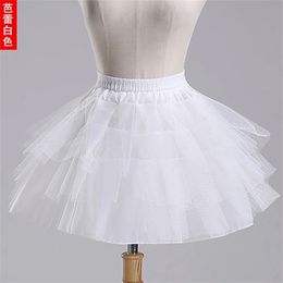 Elastische Taille 3 Schichten Lolita White Short Rock Petticoat für Kinder Kleider geschwollene Unterstützung Petticoat für Kinder 240325