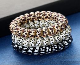 Leopard Hair Ties Telephone Wire Hair Ropes Gum Rubber Hairband Ponytail Holder Children Headwear Spiral Shape Accessories 3 Color9869729