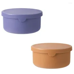 Bowls 2Pcs Silicone With Lids Set Reusable Container Airtight Microwave Safe For Camping Fridge