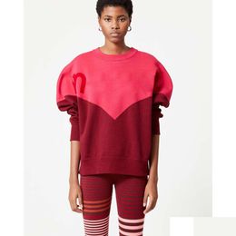 Womens Hoodies Sweatshirts 23 Early Autumn Sweatshirt Isabel Marants Flocking Cotton Blended Sweaters Color Matching Raglan Letters Ca Otspm