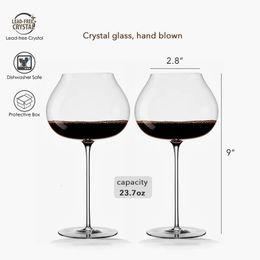 Ultrathin Hand Blown Red Wine Glasses With Long Stem LeadFree Crystal Glass Unique Gift for WeddingAnniversary Christmas 240408