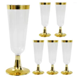 Cups Saucers 6Pcs/lot Phnom Penh Champagne Glasses Disposable Plastic Wine Glass Wedding Party Goblet Cocktail Drinkware