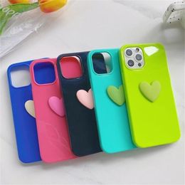 Cell Phone heart Cases For iphone 11 XR XS 12 pro max 13 Accessories Love Protection Fitted Case candy color2418504