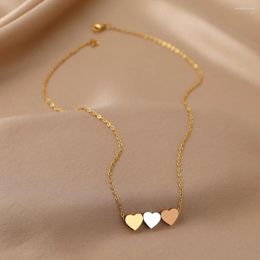 Pendant Necklaces Stainless Steel Trend Sweetheart Gold Colour Silver Metal Charms Pendants Chains Fashion Necklace For Women