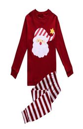 Red Santa Baby Girls Pyjamas Clothes Suits 100 Cotton Christmas Children Pyjamas Set 27 Years Sleepwear Boys Tee Tops Trouser 218670153