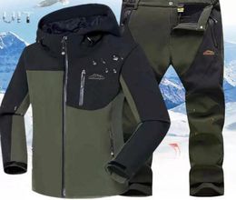 Winter Suit Men Waterproof Ski Warm Softshell Fleece Hiking Outdoor Jackets Trekking Camp Coat Set Pants Oversize Trousers5611744