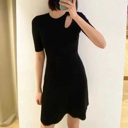 Fadan Ms Off Shoulder Round Neck Short Skirt High Waist Slim Fit Sleeve Knitted Dress for Women