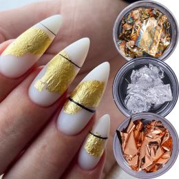 Glitter 1PC Glitter Gold Foil Nail Sequins Silver Irregular Aluminum Sparkly Flakes Holographic DIY Nail Art Decorations Manicure Paper