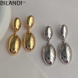 Charm Bilandi Modern Jewelry 925 Silver Needle Oval Metal Long Dangle Earrings For Women Female Party Birthday Gift Accessories240408
