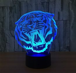 Abstractive 3D Optical Illusion Animal Tiger Colourful Lighting Effect Touch Switch USB Powered LED Decoration Night Light Desk Lam7554027