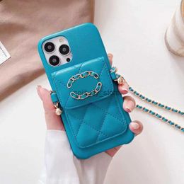 Cell Phone Cases iPhone 15 Plus 14 Pro Max Case Designer Chains Crossbody Wallets Cross Body Card Pockets Holder for 13 12 11 Q240408