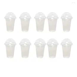 Disposable Cups Straws 100Pcs 380ml Clear Plastic With A Hole Dome Lids For Tea Fruit Juice Milk Covers Parties Glasses
